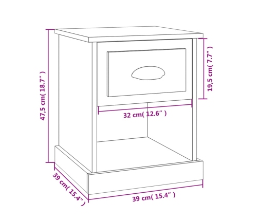 vidaXL Mesitas de noche 2 uds madera contrachapada blanco 39x39x47,5cm