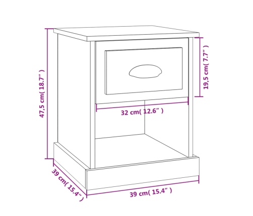 vidaXL Mesita de noche madera contrachapada roble Sonoma 39x39x47,5 cm