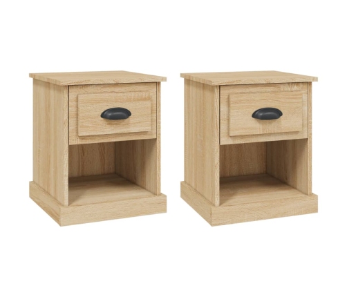 Mesitas de noche 2 uds madera contrachapada roble 39x39x47,5 cm