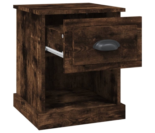 Mesita noche 2 uds madera contrachapada roble humo 39x39x47,5cm