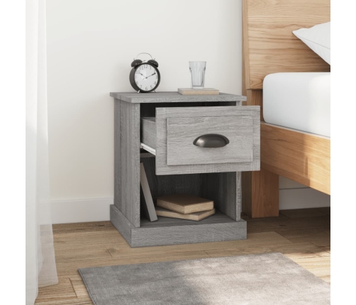 vidaXL Mesita de noche madera contrachapada gris Sonoma 39x39x47,5 cm