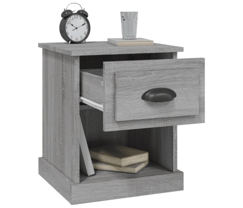 vidaXL Mesita de noche madera contrachapada gris Sonoma 39x39x47,5 cm