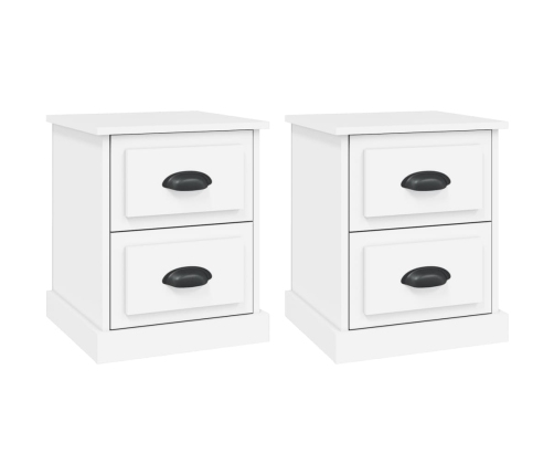 Mesitas de noche 2 uds madera contrachapada blanco 39x39x47,5cm