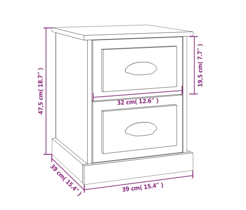 Mesitas de noche 2 uds contrachapada roble Sonoma 39x39x47,5 cm