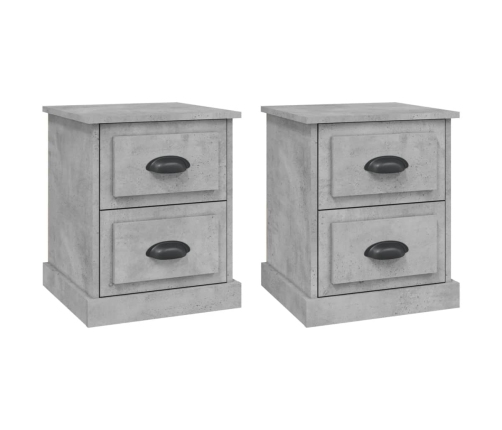 Mesitas de noche 2 uds madera contrachapada gris 39x39x47,5 cm