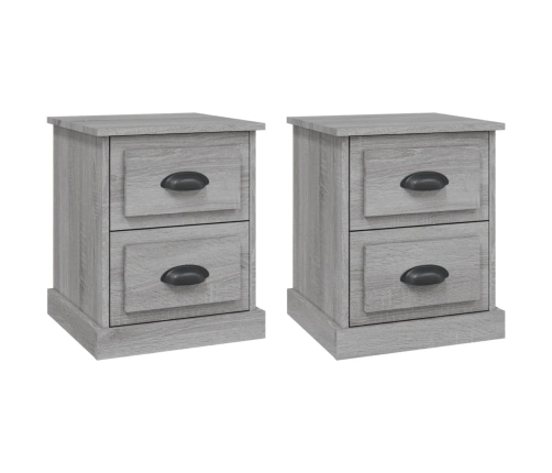 Mesitas de noche 2 uds madera contrachapada gris 39x39x47,5 cm