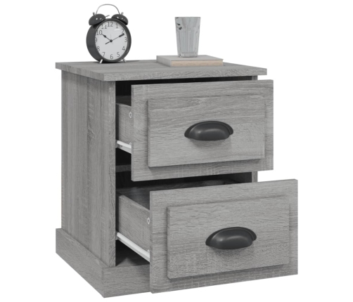 Mesitas de noche 2 uds madera contrachapada gris 39x39x47,5 cm