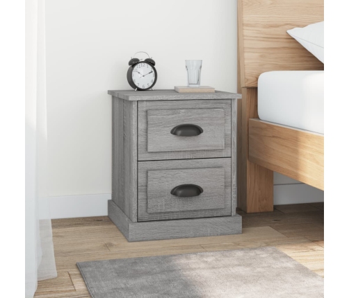 Mesitas de noche 2 uds madera contrachapada gris 39x39x47,5 cm