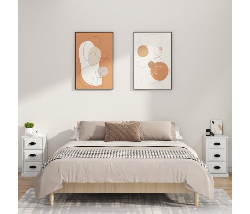 vidaXL Mesita de noche madera contrachapada blanca 39x39x67 cm