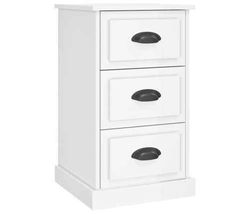 vidaXL Mesita de noche madera contrachapada blanco brillo 39x39x67 cm