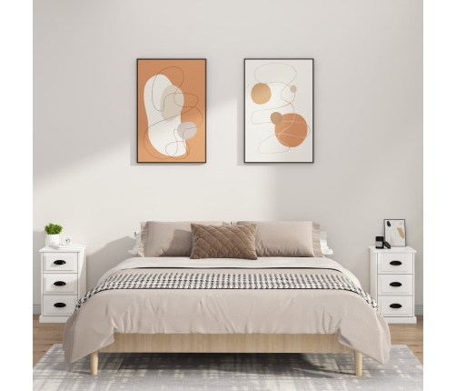 vidaXL Mesita de noche madera contrachapada blanco brillo 39x39x67 cm