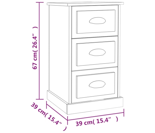 Mesita de noche madera contrachapada roble ahumado 39x39x67 cm