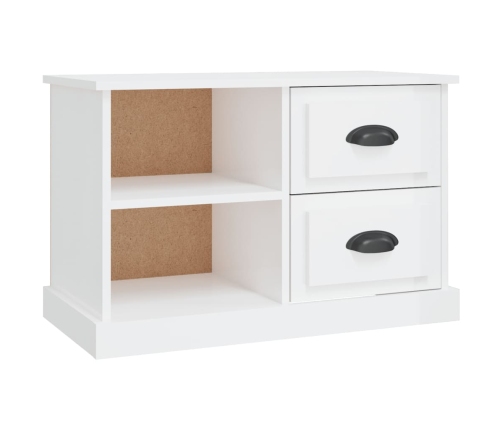 Mueble de TV madera contrachapada blanco brillo 73x35,5x47,5 cm