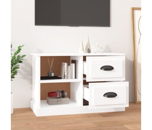 Mueble de TV madera contrachapada blanco brillo 73x35,5x47,5 cm