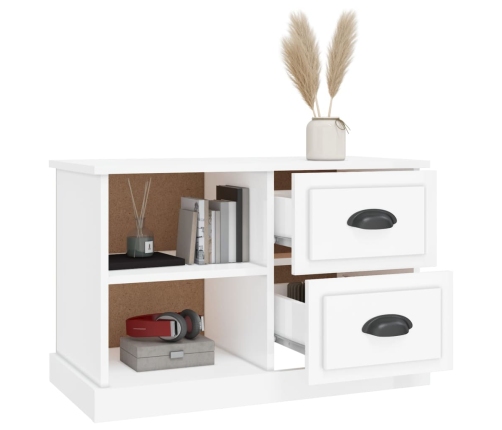 Mueble de TV madera contrachapada blanco brillo 73x35,5x47,5 cm