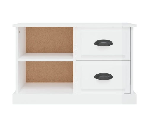 Mueble de TV madera contrachapada blanco brillo 73x35,5x47,5 cm