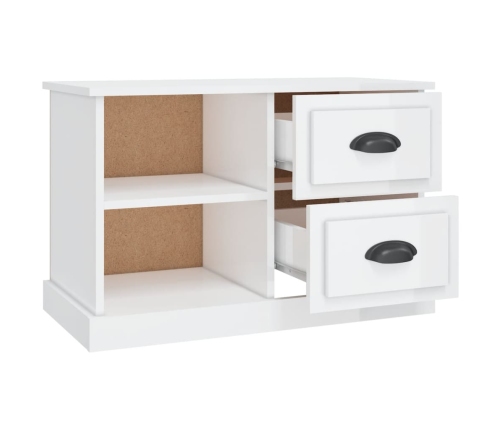 Mueble de TV madera contrachapada blanco brillo 73x35,5x47,5 cm