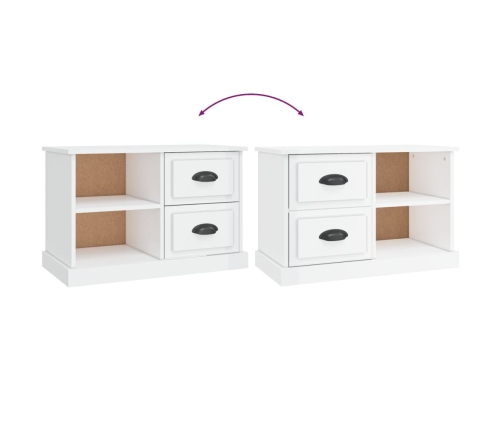 Mueble de TV madera contrachapada blanco brillo 73x35,5x47,5 cm