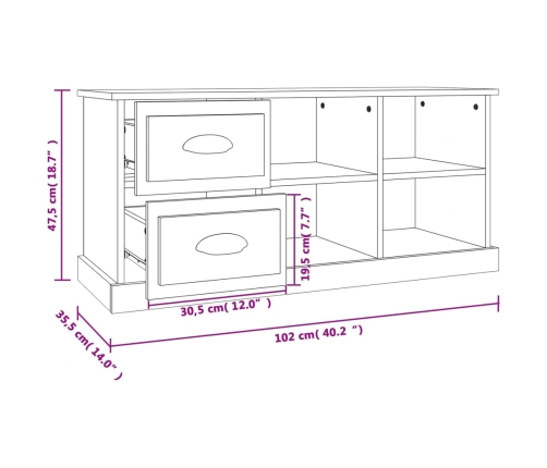 vidaXL Mueble para TV madera contrachapada blanco 102x35,5x47,5 cm