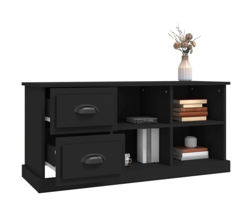 Mueble de TV madera contrachapada negro 102x35,5x47,5 cm