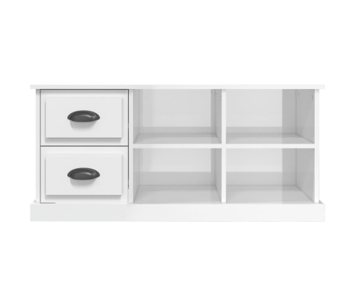 Mueble de TV madera contrachapada blanco brillo 102x35,5x47,5cm