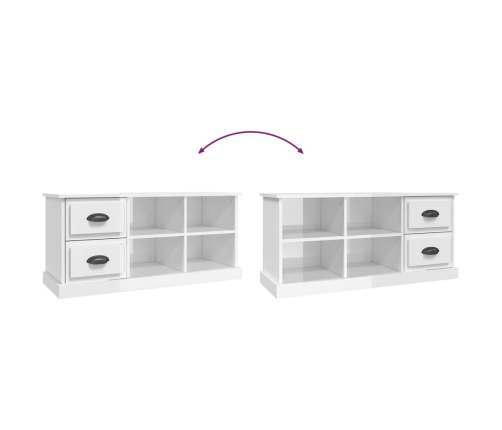 Mueble de TV madera contrachapada blanco brillo 102x35,5x47,5cm