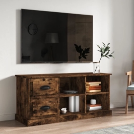 Mueble de TV madera contrachapada roble ahumado 102x35,5x47,5cm