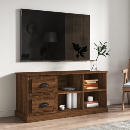 Mueble de TV madera contrachapada marrón roble 102x35,5x47,5 cm