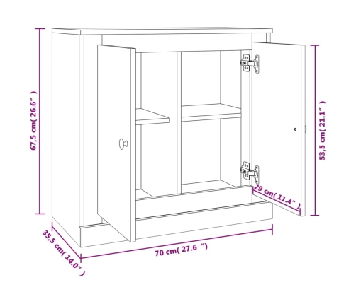 Aparador de madera contrachapada blanco 70x35,5x67,5 cm