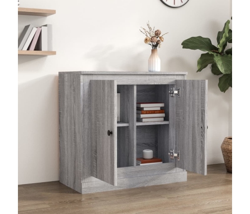 Aparador de madera contrachapada gris Sonoma 70x35,5x67,5 cm