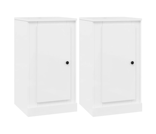 Aparadores 2 uds madera blanco brillante 37,5x35,5x67,5 cm