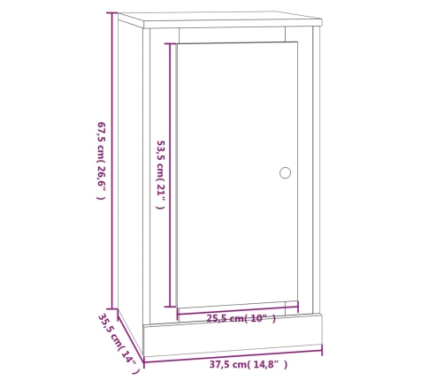 Aparador de madera contrachapada roble Sonoma 37,5x35,5x67,5 cm