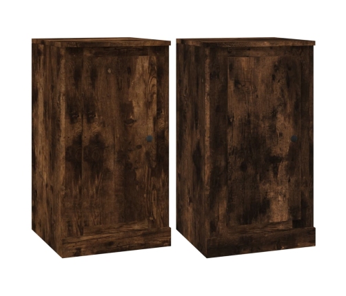 Aparador 2 uds madera contrachapada roble humo 37,5x35,5x67,5cm