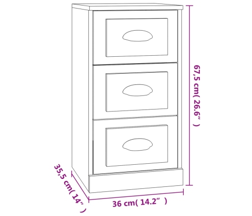 Aparador de madera contrachapada blanco 36x35,5x67,5 cm