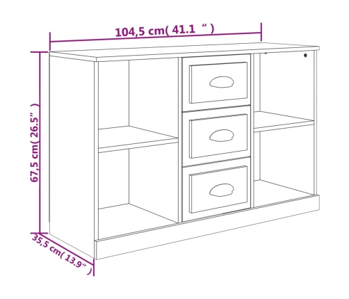 Aparador de madera contrachapada negro 104,5x35,5x67,5 cm