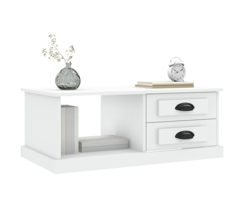 Mesa de centro madera contrachapada blanco 90x50x35 cm