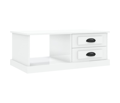 Mesa de centro madera contrachapada blanco brillo 90x50x35 cm