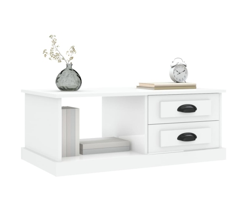 Mesa de centro madera contrachapada blanco brillo 90x50x35 cm