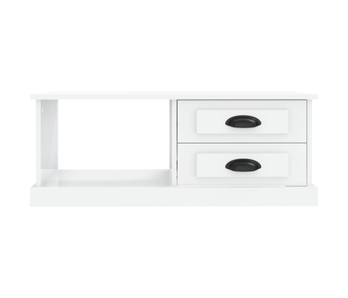 Mesa de centro madera contrachapada blanco brillo 90x50x35 cm