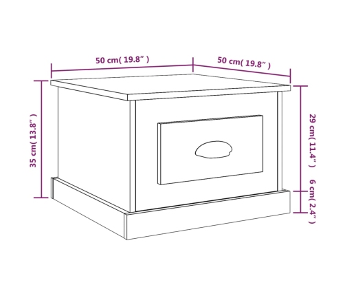 Mesa de centro madera contrachapada negra 50x50x35 cm