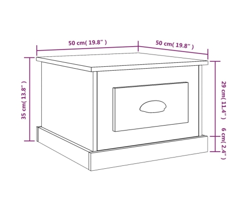 vidaXL Mesa de centro madera contrachapada roble ahumado 50x50x35 cm