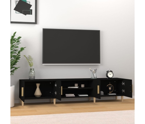 Mueble de TV madera contrachapada negro 180x31,5x40 cm