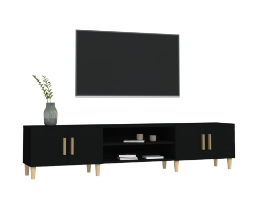 Mueble de TV madera contrachapada negro 180x31,5x40 cm