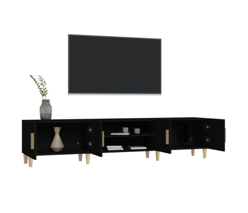 Mueble de TV madera contrachapada negro 180x31,5x40 cm