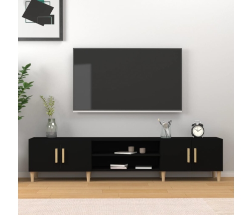 Mueble de TV madera contrachapada negro 180x31,5x40 cm