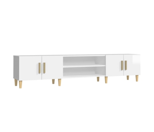 vidaXL Mueble de TV madera contrachapada blanco brillo 180x31,5x40 cm