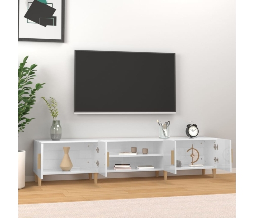 vidaXL Mueble de TV madera contrachapada blanco brillo 180x31,5x40 cm