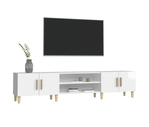 vidaXL Mueble de TV madera contrachapada blanco brillo 180x31,5x40 cm