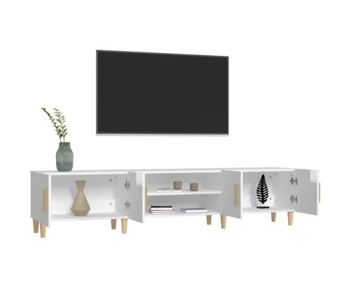 vidaXL Mueble de TV madera contrachapada blanco brillo 180x31,5x40 cm