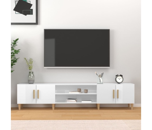 vidaXL Mueble de TV madera contrachapada blanco brillo 180x31,5x40 cm